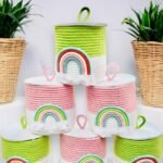 Rainbow Storage Basket with Lid Eco Friendly Handmade Cotton Rope Collection 11x8 inch (Model No. 17)