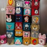 Multiple Cartoon Theme Storage Basket with Lid Eco Friendly Handmade Cotton Rope Collection 15x10 inch (Assorted Prints, Model No. 16)