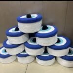 Evil Eye Theme Storage Basket with Lid Eco Friendly Handmade Cotton Rope Collection 11x5 inch (Model No. 15)