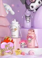 Kuromi Sanrio Style Double-Wall Tumblers with Straws 500ml (No. HH-17 Assorted Prints)