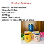 Insulated Vacuum Coffee Mug, Stainless Steel Mug with Lid for Kids 400 ML (Assorted Prints, Model No 3035B, MOQ 4) - Image 4