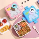 Cute 3D Elephant Shaped Bento Lunch Box for School & Office with Cutlery | Leak-Proof BPA Free (No. 7115, MOQ 3)