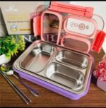 Stainless Steel Insulation Portable BPA Free Leak-Proof 3 Grid Capacity Bento Lunch Box for Kids, 800ML (No. 2559, MOQ 3) - Image 2
