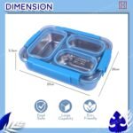 Stainless Steel Insulation Portable BPA Free Leak-Proof 3 Grid Capacity Bento Lunch Box for Kids, 800ML (No. 2559, MOQ 3) - Image 4