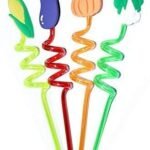 Curly 4 PCS set Reusable Straws Smoothie Drinking Straws (No. SB-030, Assorted Prints, MOQ 6)