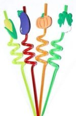 Curly 4 PCS set Reusable Straws Smoothie Drinking Straws (No. SB-030, Assorted Prints, MOQ 6)