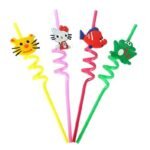 Curly 4 PCS set Reusable Straws Smoothie Drinking Straws (No. SB-030, Assorted Prints, MOQ 6) - Image 2