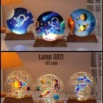 3D Galaxy Planet Crystal Ball 11cm Night Light with Wooden Base (No. A-011, MOQ 3)