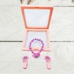 Princess Blue Pink Bead Bracelet with Clips (No. HA-155, 1 Box | 12 Bracelets)