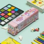 Bus Shape Pencil Box for Kids with Moving Tyres with 3 Compartments Moving Tyre's & Sharpener (No. 662-26, MOQ 4) - Image 3