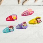 Cartoon Girls Sparkling Hair Clips for Kids (No. HA-04, Pack of 10 Clips)
