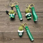 Green Panda Theme Hanging Ring 3D Rubber Keychain (MOQ 6)