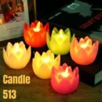 Lotus Flower Shape Plastic LED Tea Light Candle | Pack of 12 Pcs (No. 513)
