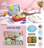 Stainless Steel Insulated Bento Lunch Box with Spoon & Fork, 3 Compartment with 1 Small Box, 750ML (No. 2555, MOQ 3)