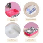 Stainless Steel Insulated Bento Lunch Box with Spoon & Fork, 3 Compartment with 1 Small Box, 750ML (No. 2555, MOQ 3) - Image 5