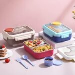Stainless Steel Insulated Bento Lunch Box with Spoon & Fork, 3 Compartment with 1 Small Box, 750ML (No. 2555, MOQ 3) - Image 6