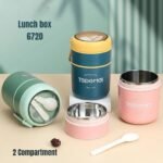 Two containers Thermal Lunch Box with Spoon (No. 6720, MOQ 3)