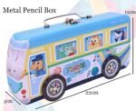 Triple Layer Bus Metal Pencil/Geometry Box with Moving Tyres School Bus Pencil Box for Kids (No. 679-28, MOQ 4) - Image 3