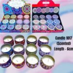 Printed Tin Round Shape Smooth Scented Soy Wax Candle Set (Pack of 12, No. 1017)