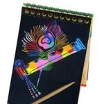 Astronaut 3D Scratch book diary with wooden stylus, rainbow paper sheets (No. SB-001, MOQ 6) - Image 2