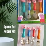 Stainless Steel Cartoon Peppa Pig Kids Spoons and Forks Set (No. CS-6598, MOQ 4)
