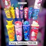 Steel Tumblers with Straws, Featuring Designs of Popular Characters 700ml (No. 4420, Assorted Colors, MOQ 2)