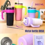 Steel Tumbler with Handle, Straw & Lid, Insulated Hot & Cold 860ml (No 8850, MOQ 2)