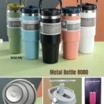 Steel Tumbler with Handle and Straw 900ml (No. 8000, Assorted Color)