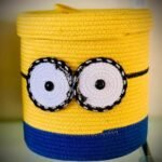 Yellow Blue Cute Face Cotton Rope Storage Box 12x8 inch (Model No. 36)