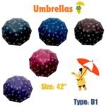 3 Fold Manual Open Satin Printed Umbrella, Rain and Sun Protective (Design 01)