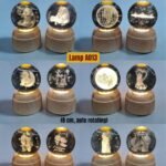 3D Auto Rotating Crystal Ball 8cm Night Light with Wooden Base (No. A-013, MOQ 3)