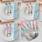 2 Pcs Stitch Theme Steel Spoon and Fork Set (No. SB-098, Assorted Color, MOQ 4)