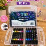12-Piece Dual Tip Glitter Marker Set 12 Color Set (No. AP-13, MOQ 6)