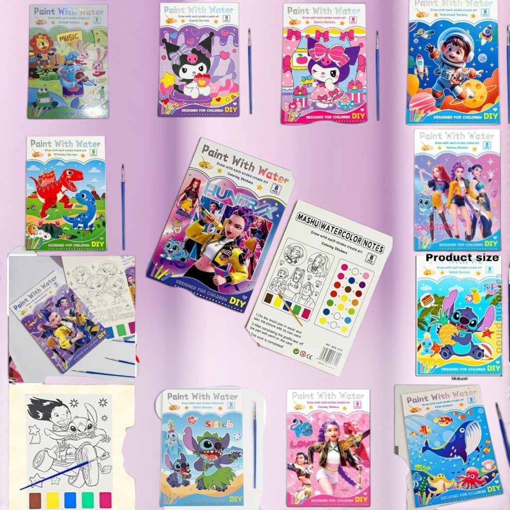 9811 DIY Paint with Water Coloring Books/Cards (No. 9811, MOQ 12) - Image 1